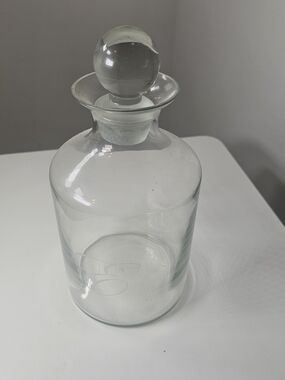 Clear Glass Apothecary Bottle with Stopper - Etched Detail